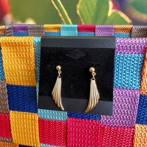 Vintage Gold Tone Flying Wing Earrings